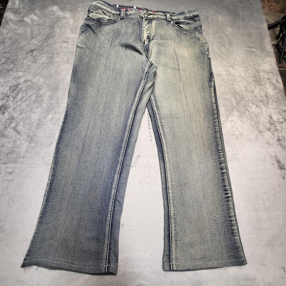 LIO Jeans Mens 38x29 Blue Relaxed Straight Leg Denim Pants Distressed Wash